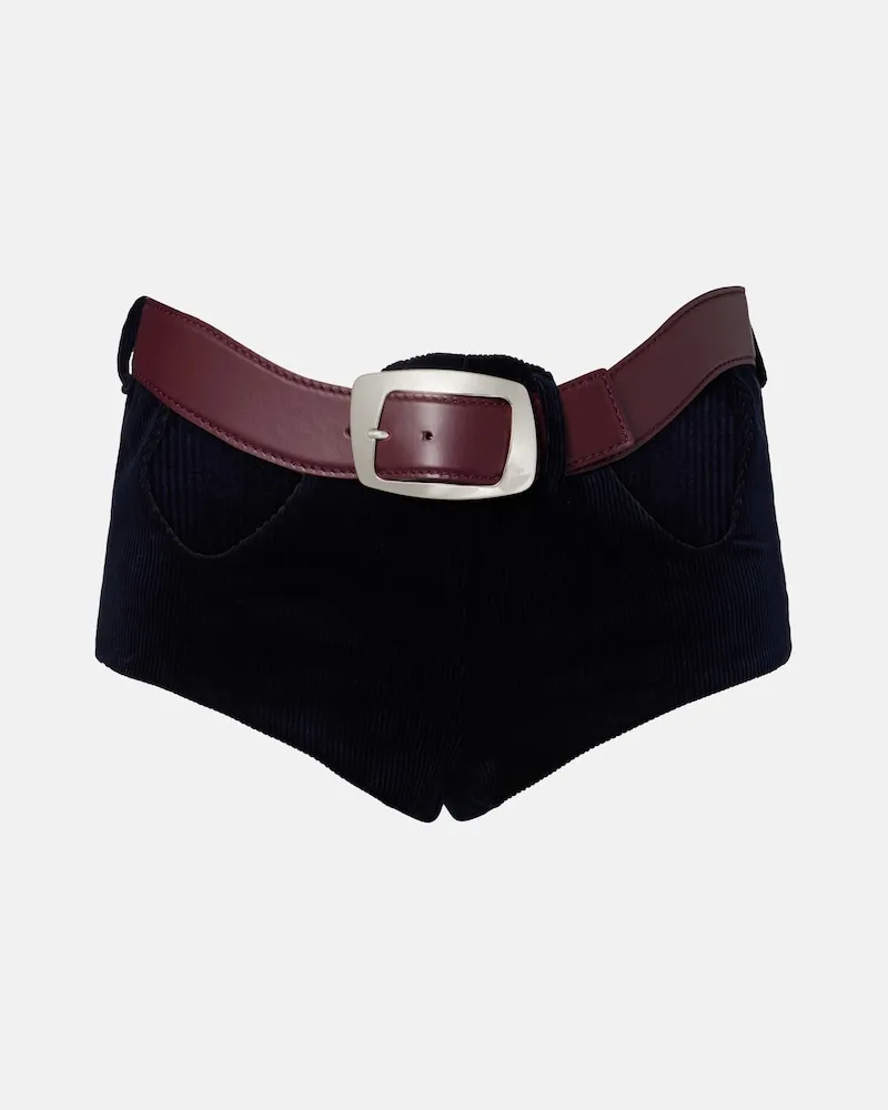 Jean Paul Gaultier Shorts aus Baumwoll-Cord mit Cut-outs Blau