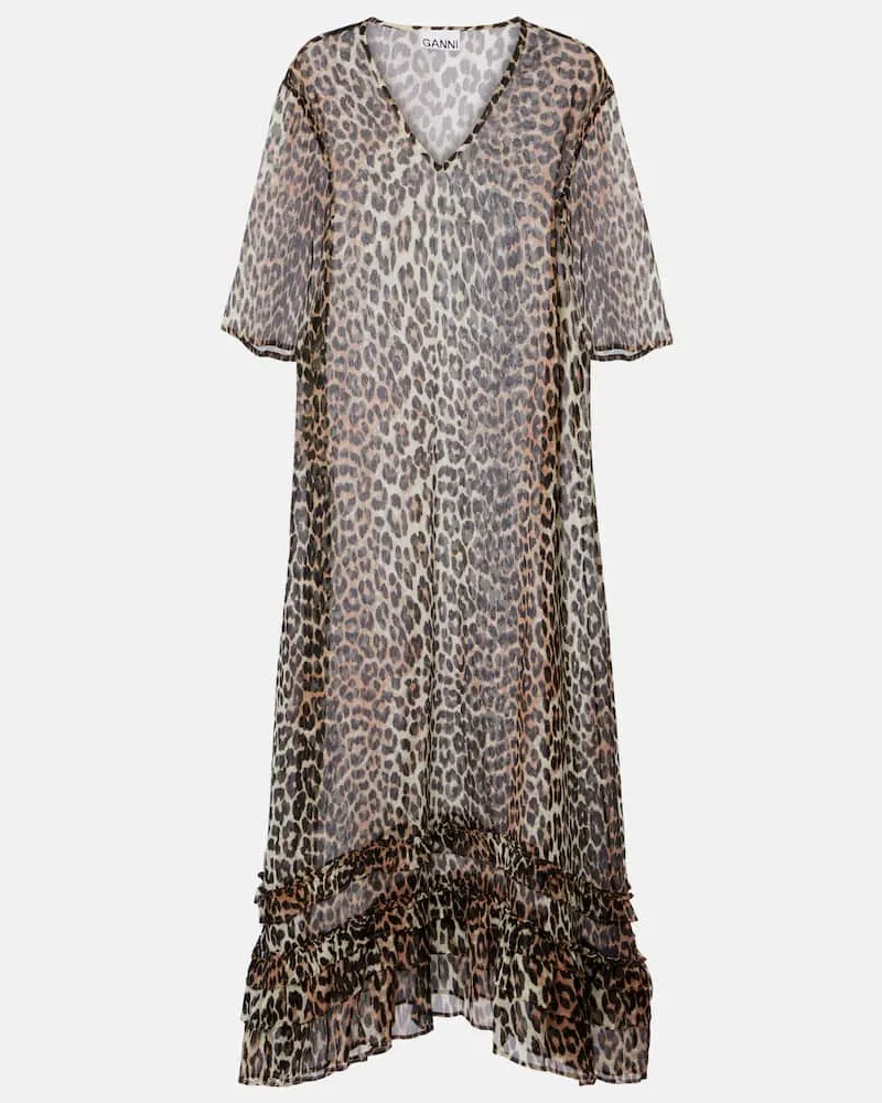 Ganni Bedrucktes Midikleid aus Chiffon Multicolor