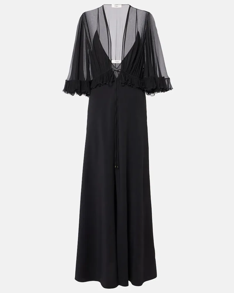 Chloé Chloé Maxikleid aus Crêpe Schwarz