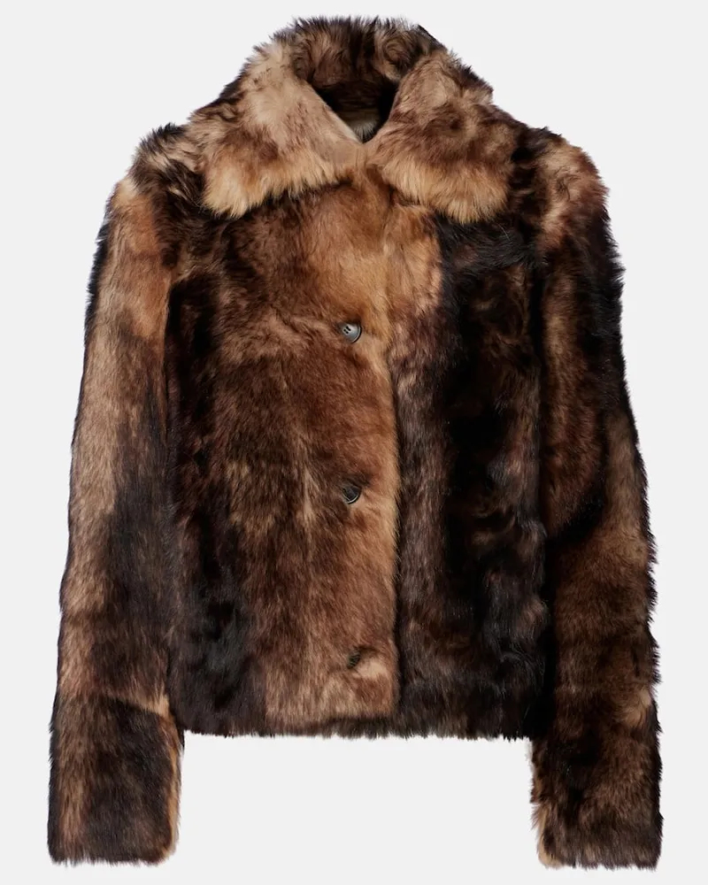 Yves Salomon Cropped-Jacke aus Shearling Braun