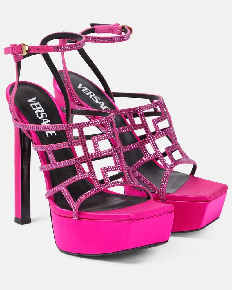 Versace Verzierte Plateausandalen Greca Rosa