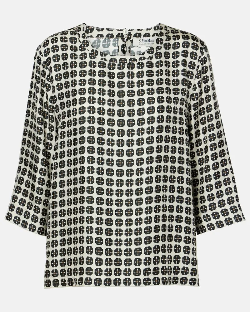Max Mara Top Ribes aus Seide Weiß