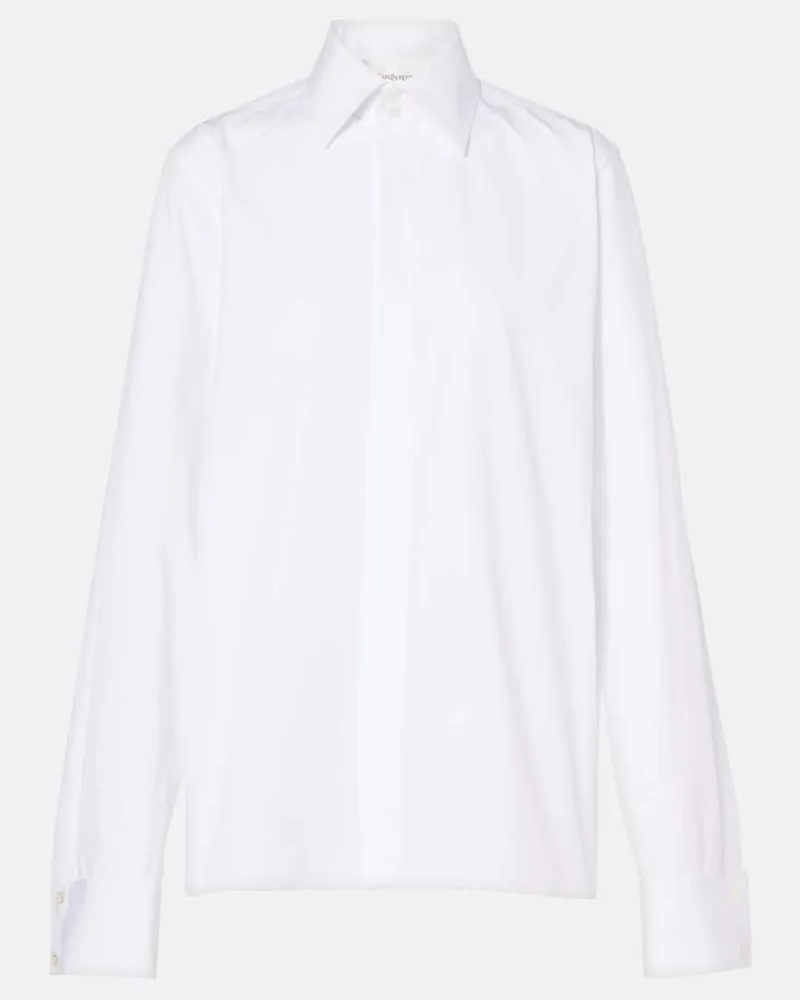 Saint Laurent Hemd aus Baumwollpopeline Weiã