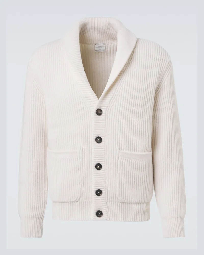 Eleventy Cardigan aus Rippstrick Weiß