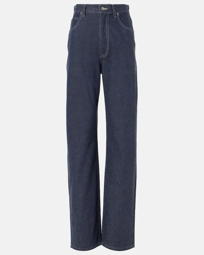Loro Piana High-Rise Wide-Leg Jeans Tye Blau