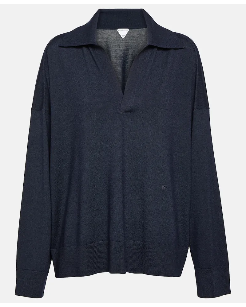 Bottega Veneta Polopullover aus Wolle Blau
