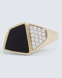 Rainbow K Ring Esteve aus 9kt Gelbgold mit Diamanten und Onyx Gold