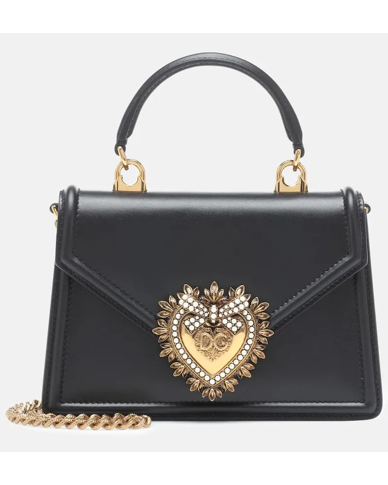Dolce & Gabbana Tote Devotion Small aus Leder Schwarz