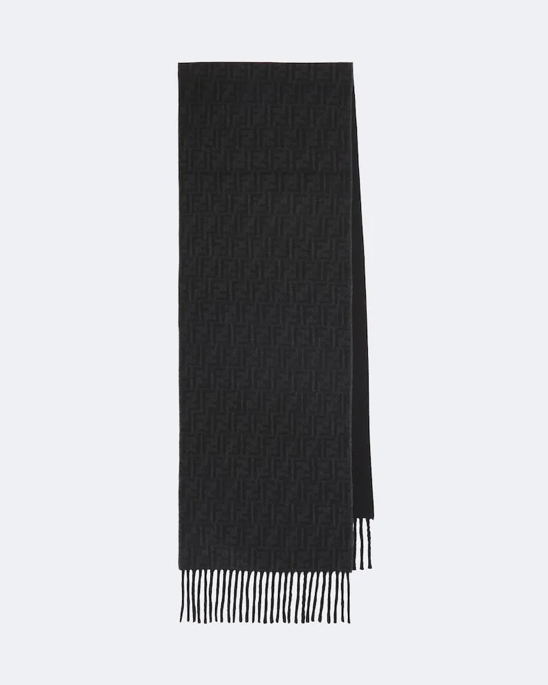 Fendi Schal FF Zucca aus Wolle und Kaschmir Schwarz