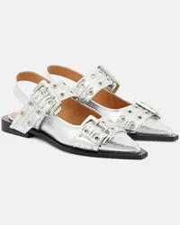 Ganni Slingback-Ballerinas Silber