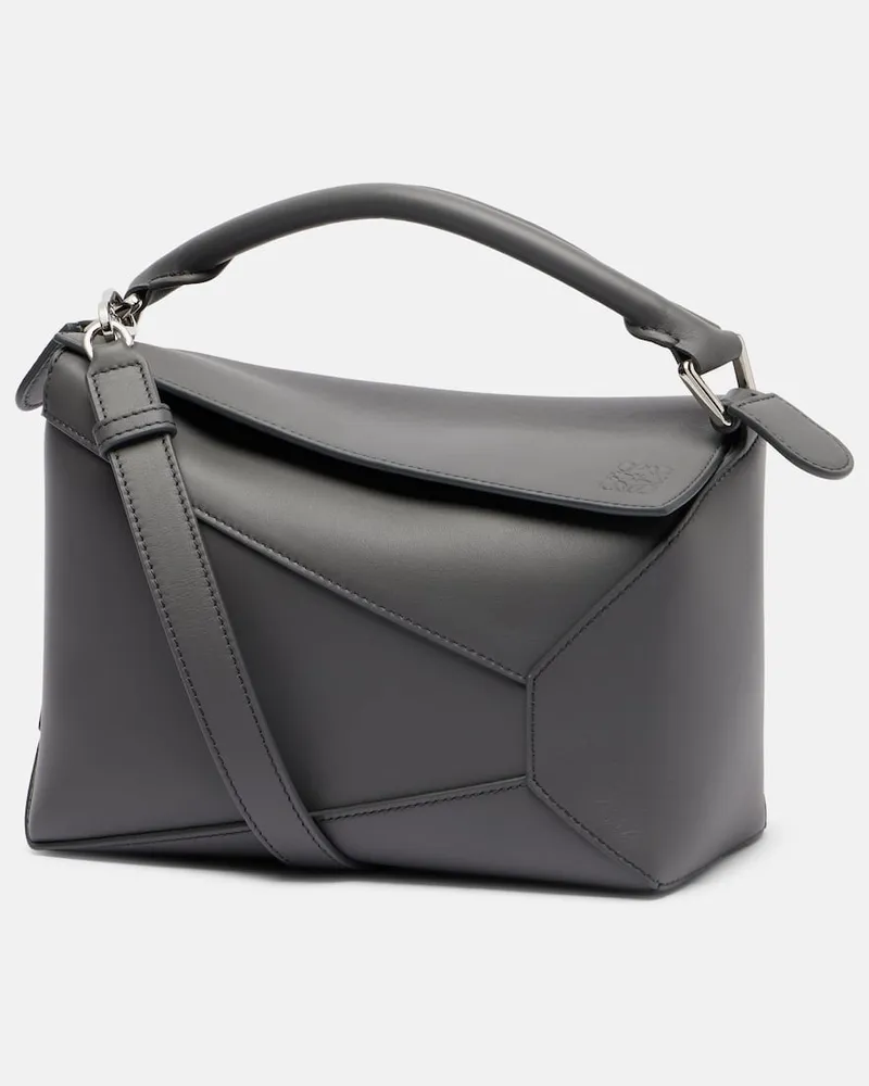 Loewe Tote Bag Puzzle Edge Small aus Leder Grau