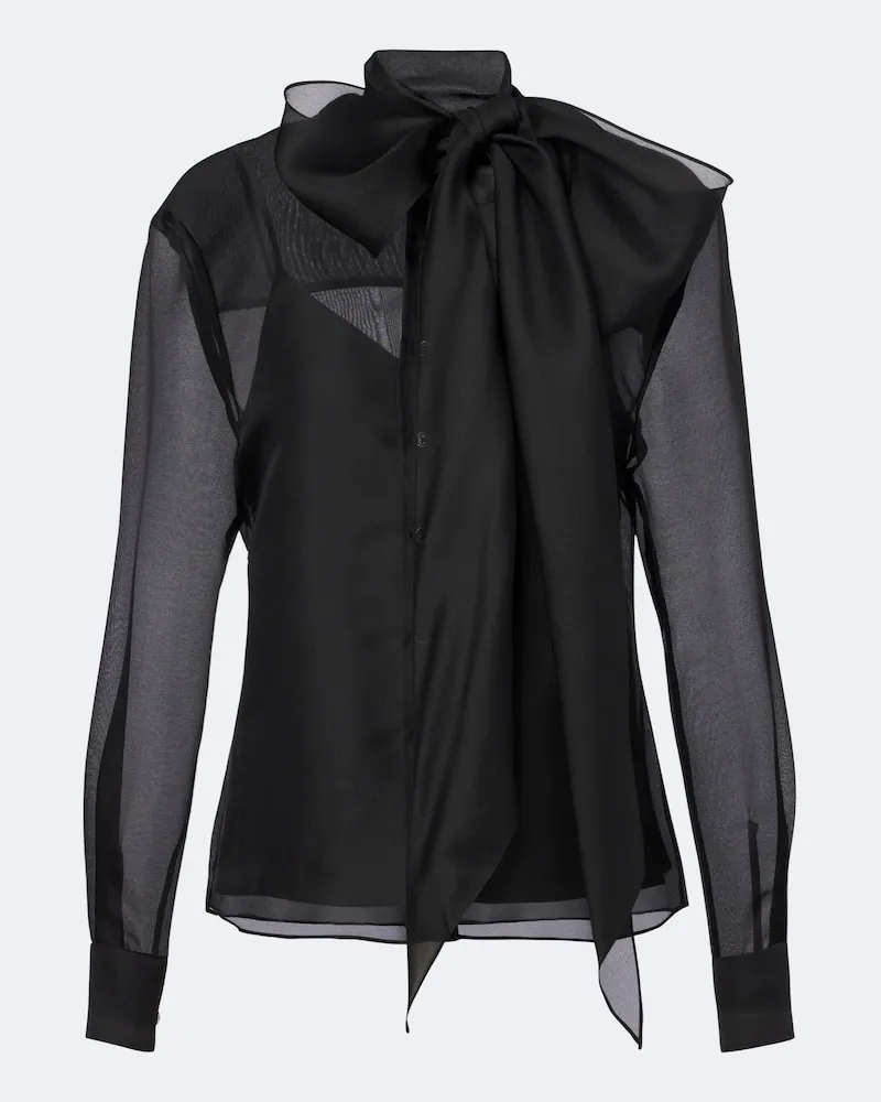 Carolina Herrera New York Schluppenbluse aus Seidenorganza Schwarz