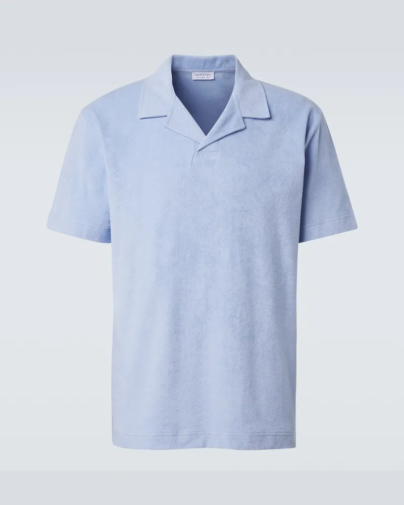 Sunspel Polohemd aus Frottee Blau