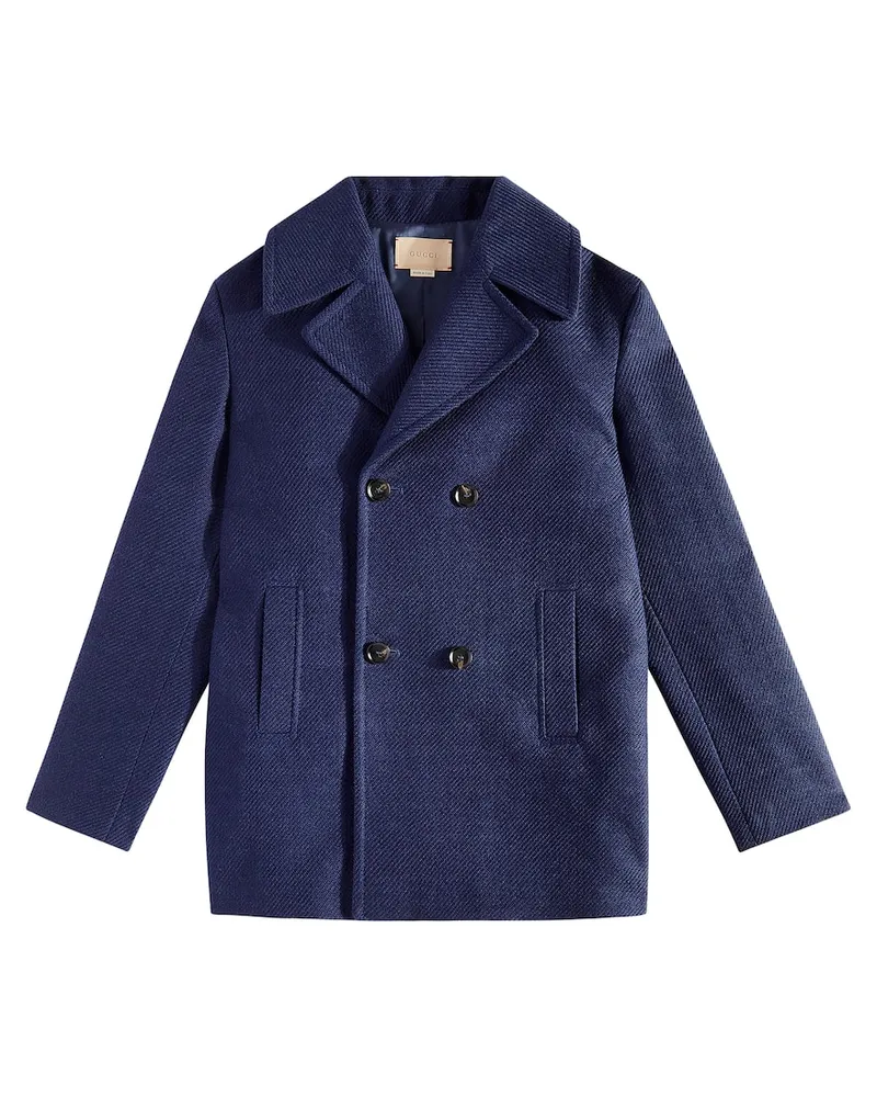 Gucci Jacke Web Stripe aus einem Wollgemisch Blau