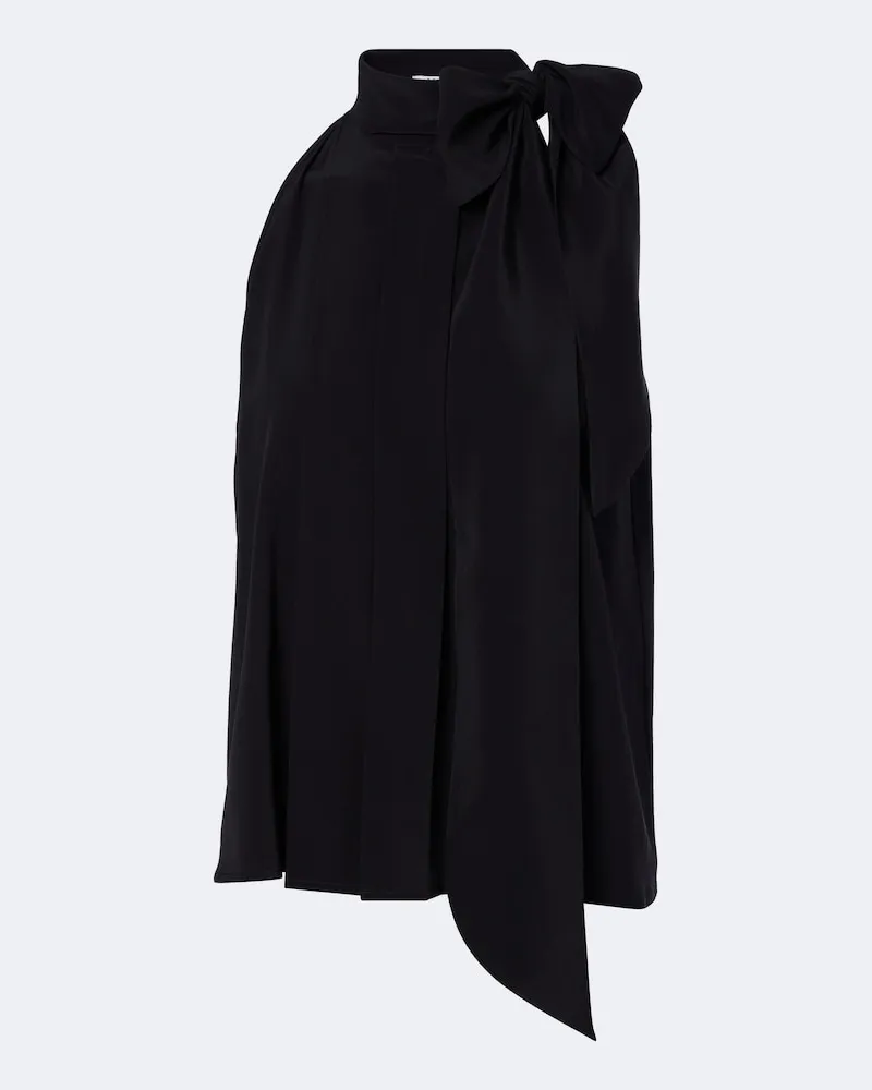 Max Mara Top aus Crêpe de Chine aus Seide Schwarz