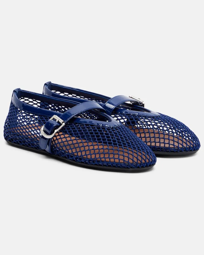 Alaïa Alaïa Mary-Jane-Ballerinas aus Mesh mit Lackleder Blau