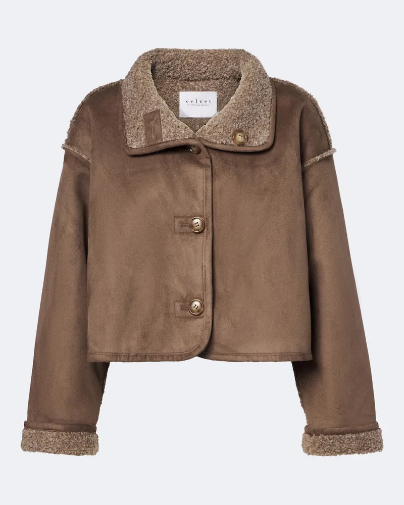 Velvet Cropped Jacke Esme Braun