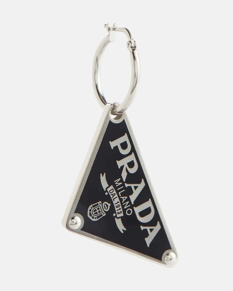 Prada Einzelner Ohrring aus Sterlingsilber Schwarz