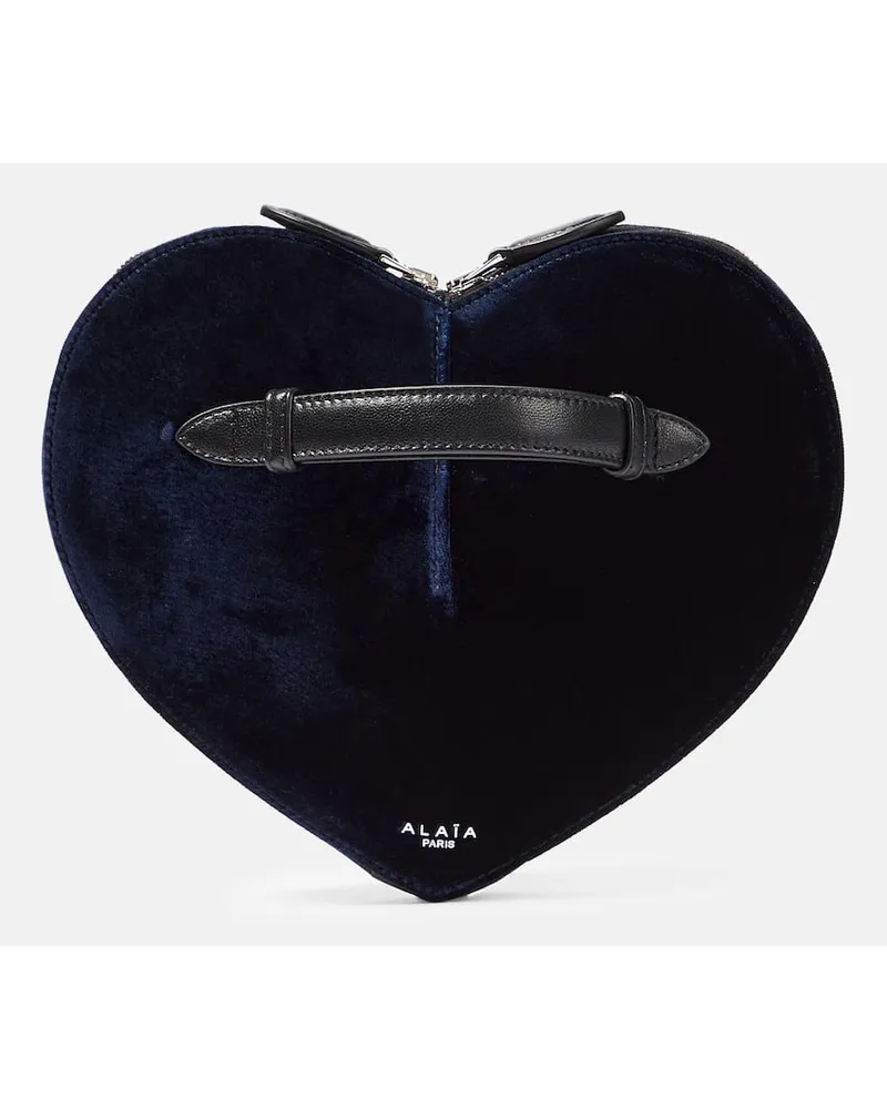 Alaïa Alaïa Clutch Le Cœur aus Samt Blau