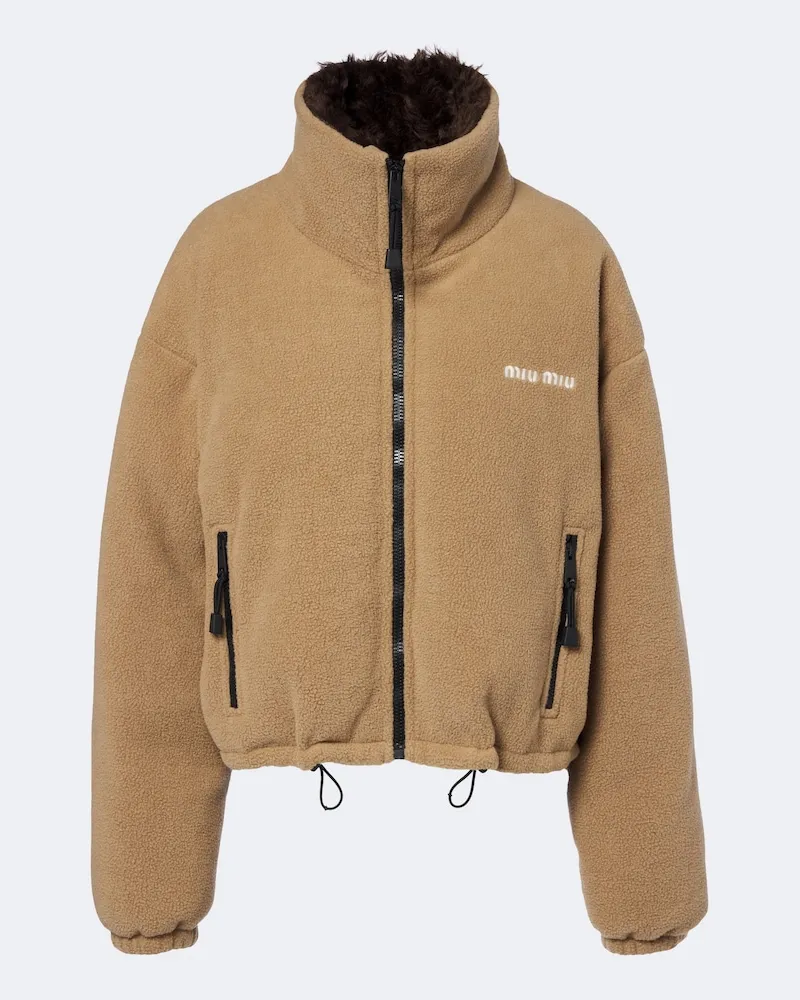 Miu Miu Daunenjacke aus Fleece Beige