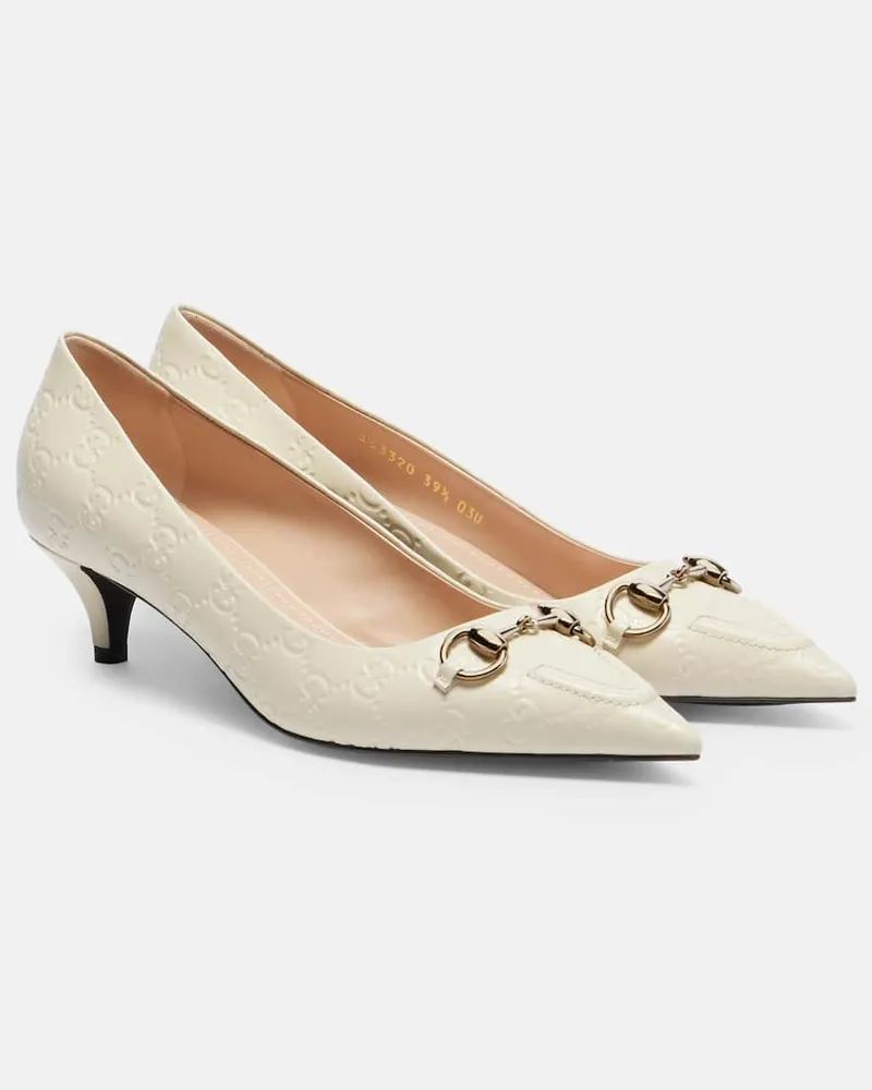 Gucci Pumps GG Horsebit aus Leder Weiß