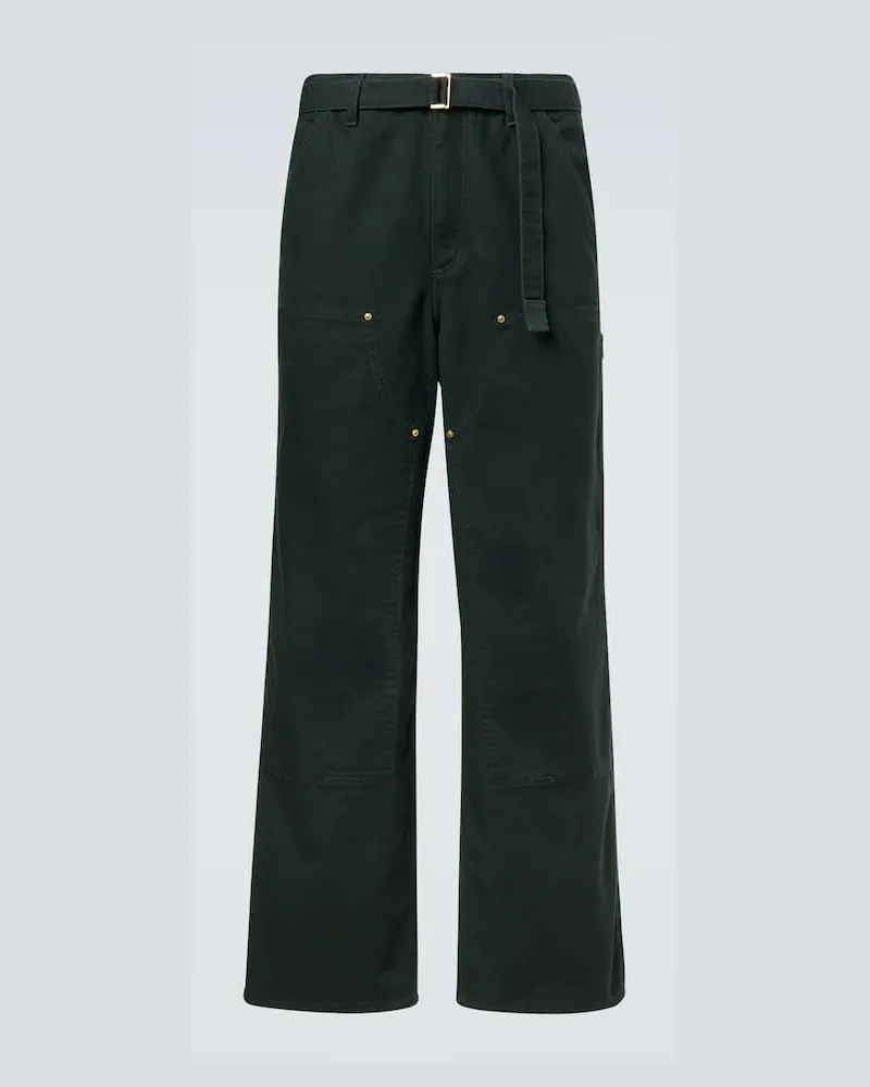 Sacai X Carhatt Gerade Hose aus Baumwolle Grün