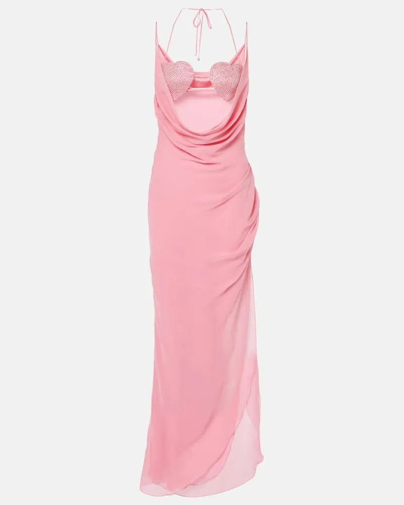 Blumarine Maxikleid Georg aus Seide mit Kristallen Rosa