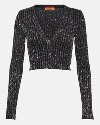 Missoni Verzierter Cropped-Cardigan aus Strick Schwarz