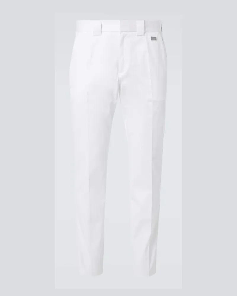 Dolce & Gabbana Gerade Hose aus Baumwoll-Gabardine Weiß