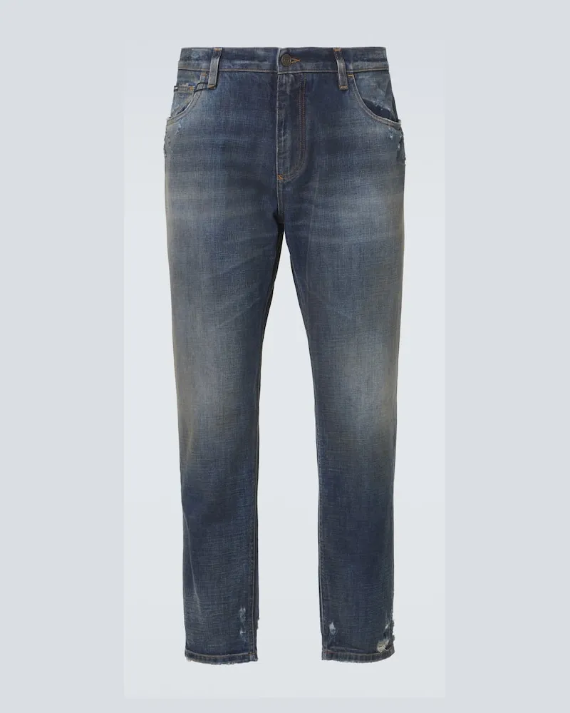 Dolce & Gabbana Distressed Slim Jeans Blau