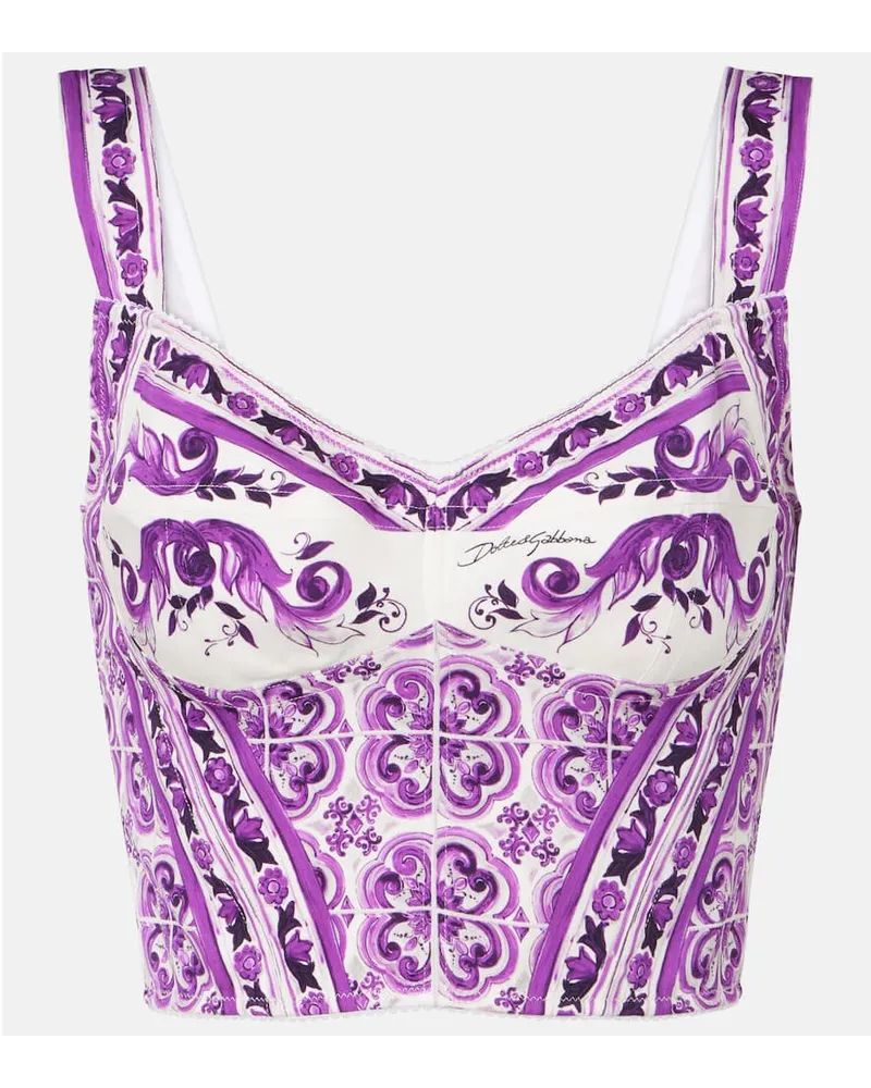 Dolce & Gabbana Bustier-Top Majolica aus einem Seidengemisch Weiß