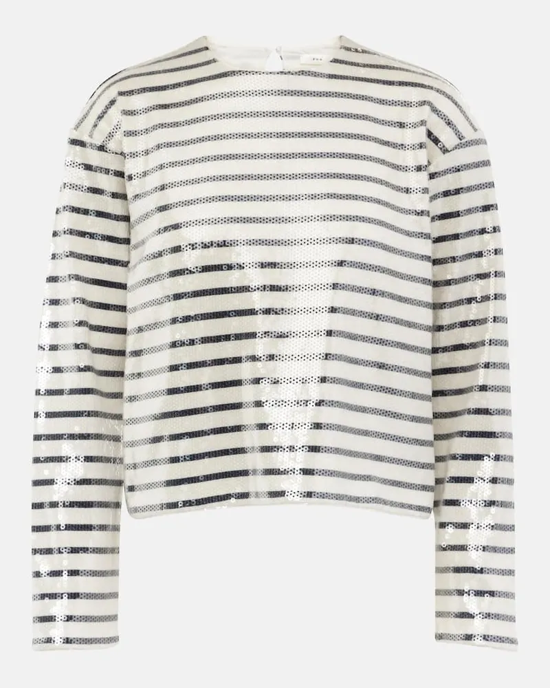 Frame Denim Top aus Baumwolle mit Pailletten Weiß