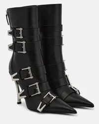 Versace Ankle Boots Pin-Point Buckle aus Leder Schwarz