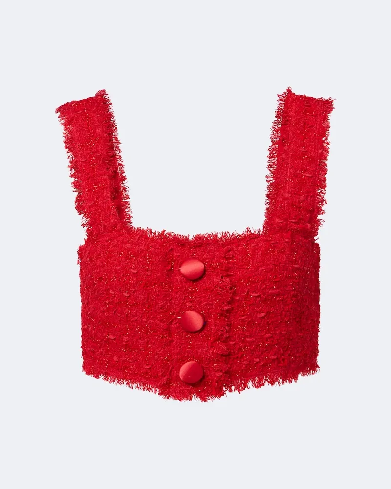 Dolce & Gabbana Cropped-Top aus Bouclé Rot