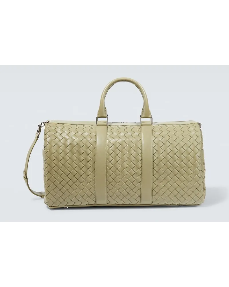 Bottega Veneta Weekender Intrecciato Medium aus Leder Beige