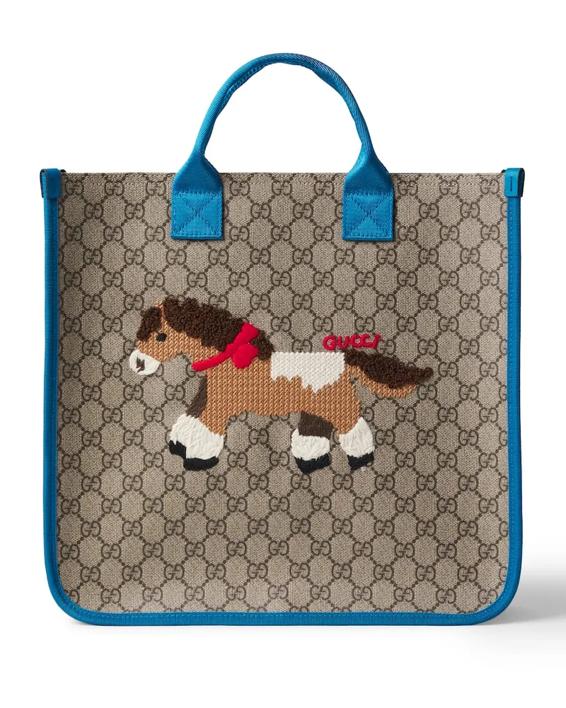 Gucci Bestickte Tasche GG aus Canvas Beige