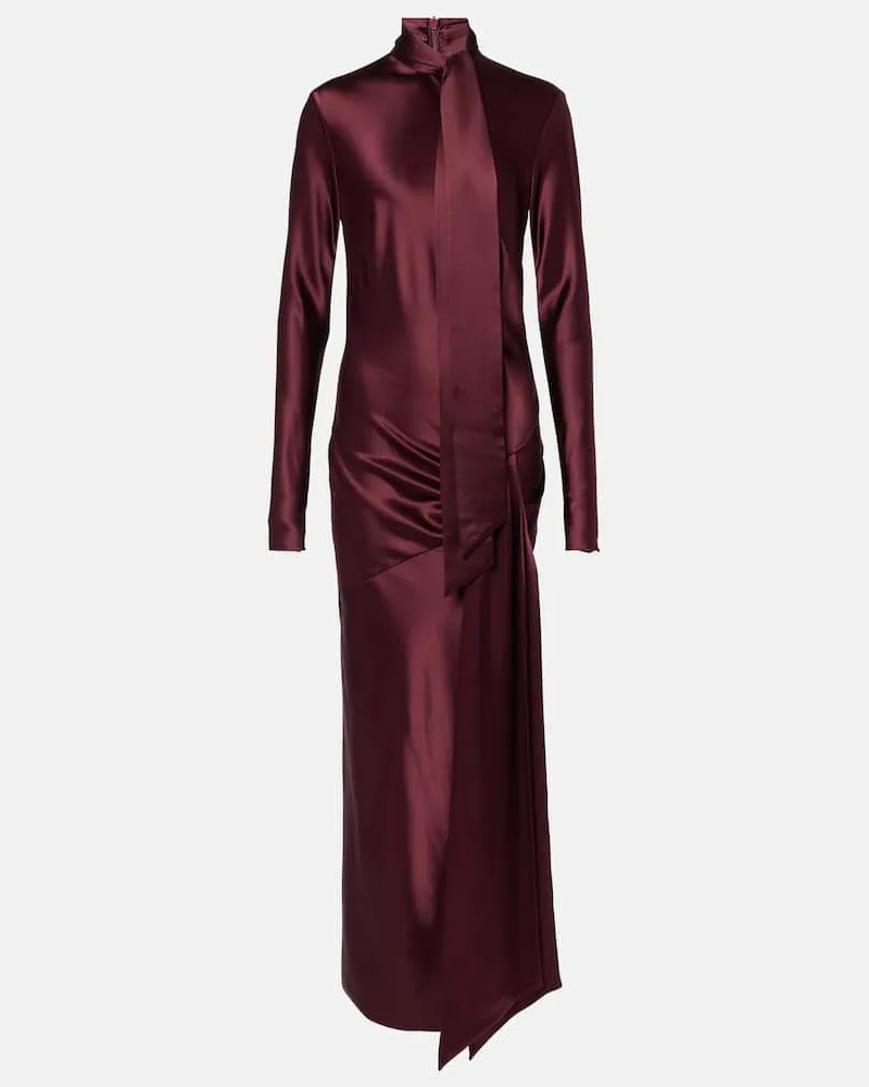 GALVAN Maxikleid Emilie aus Satin Burgund
