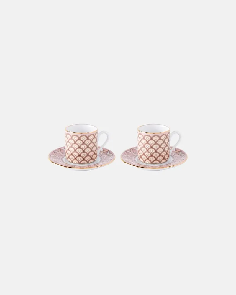 La DoubleJ Set Impero aus zwei Espressotassen und Untertassen Multicolor