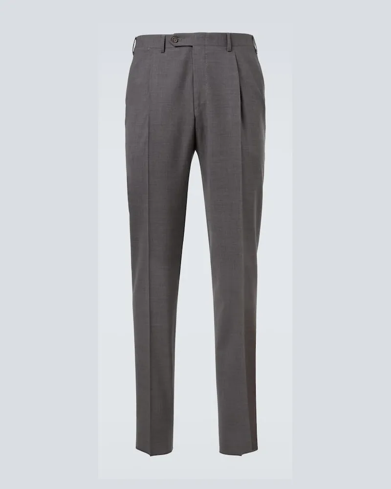 Canali Schmale Hose aus einem Wollgemisch Grau