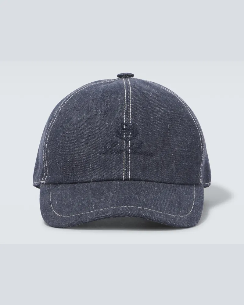 Loro Piana Baseballcap aus Denim Blau