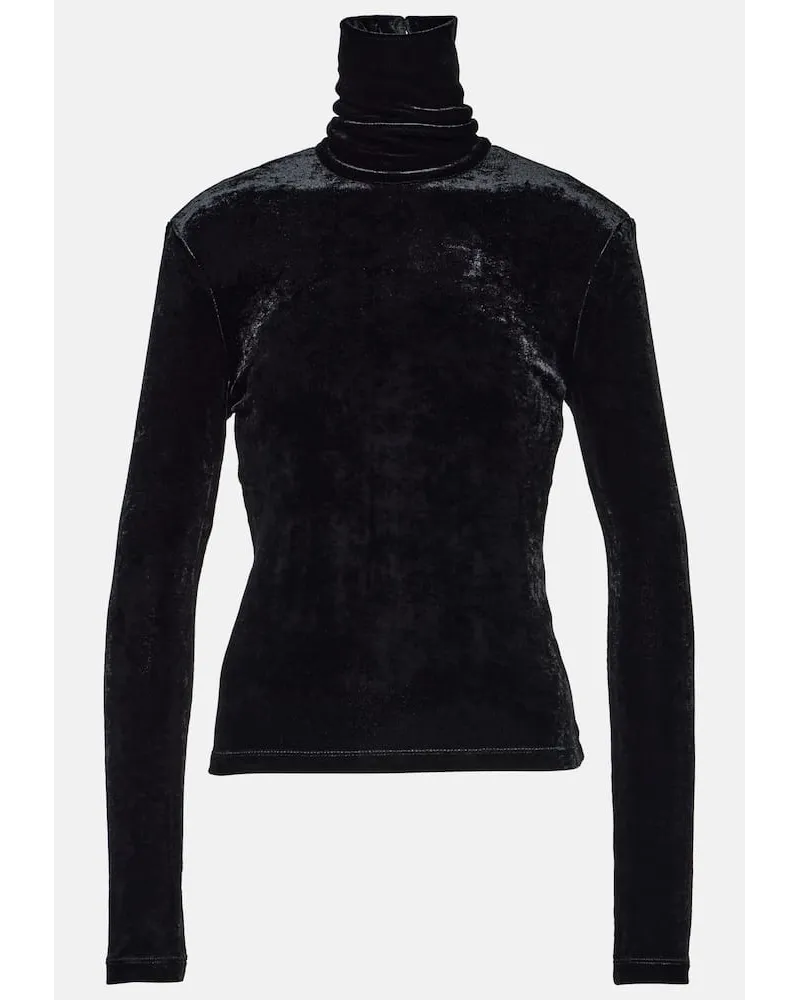 Saint Laurent Top aus Samt Schwarz