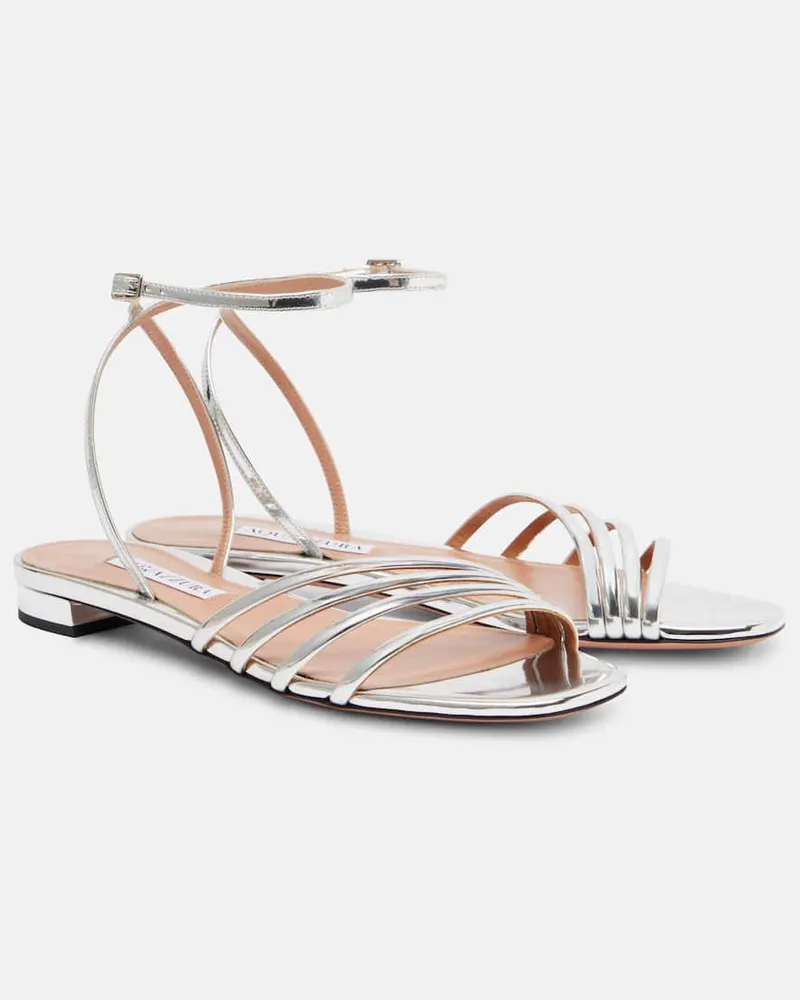 Aquazzura Sandalen Latour aus Metallic-Lederimitat Silber