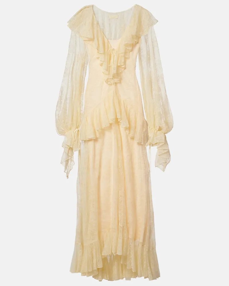 De La Vali Maxikleid Esen aus Spitze Weiß