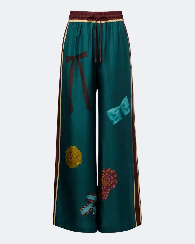 ALEMAIS Alémais Palazzo-Hose Rosette aus Seiden-Twill Multicolor
