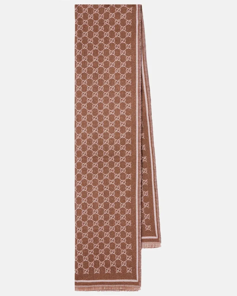 Gucci Schal GG aus Jacquard Braun