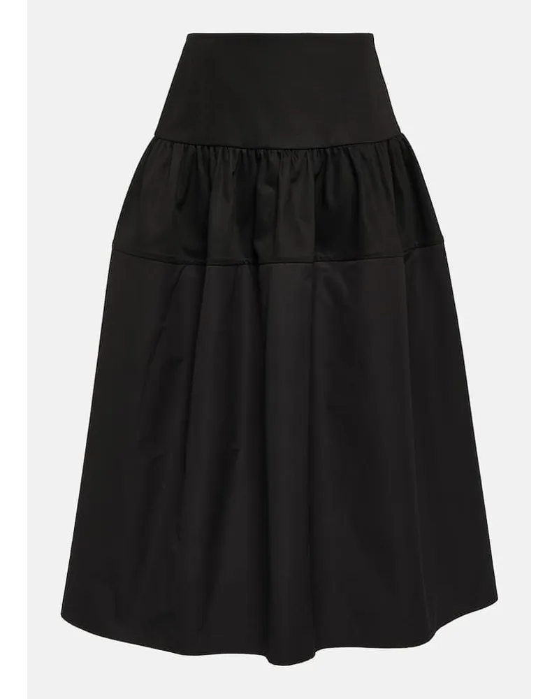 Jil Sander High-Rise-Midirock aus Baumwolle Schwarz