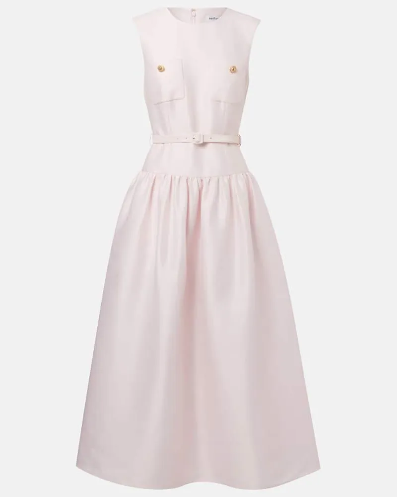 Self-Portrait Midikleid aus Taft Pink