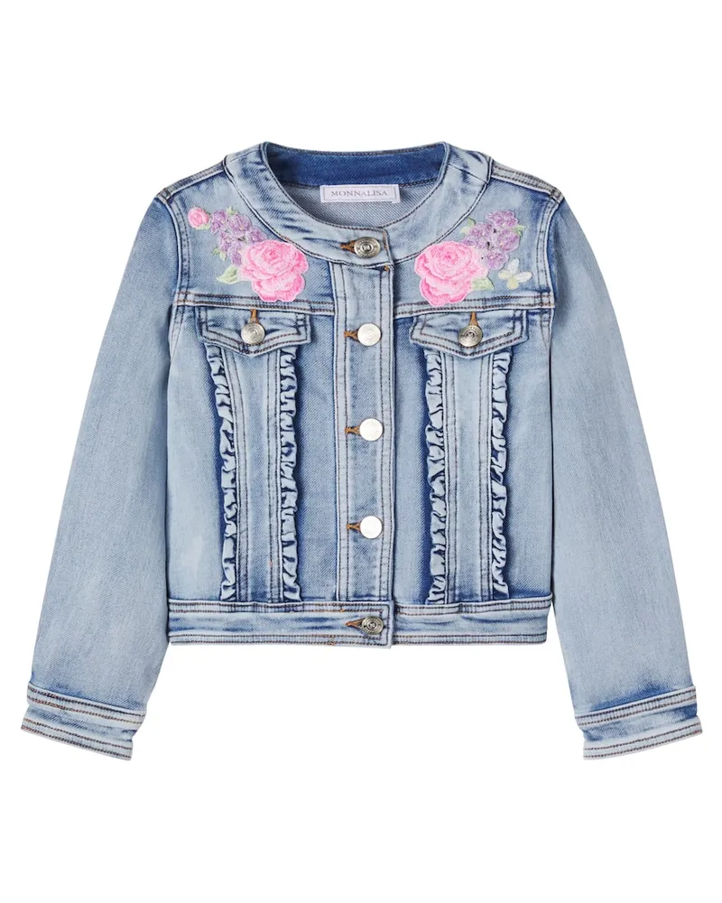 Monnalisa Bestickte Jeansjacke Blau