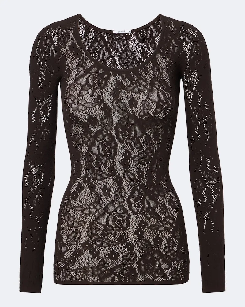Wolford Top Infinite aus Spitze Braun