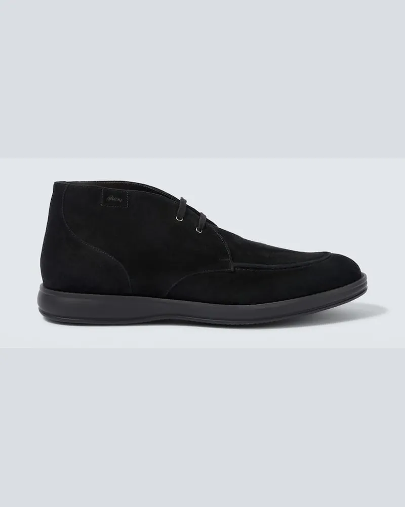 Brioni Stiefel aus Veloursleder Schwarz